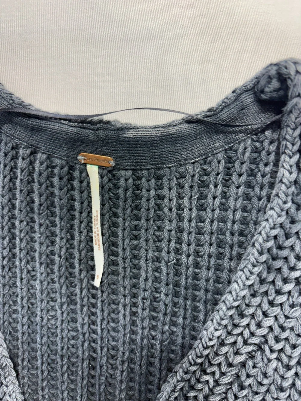 Free People Gray Chunky Knit Button Front Vest Size S